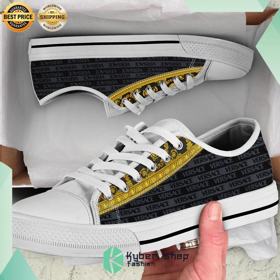 dark gold versace low top canvas sneakers 1 627