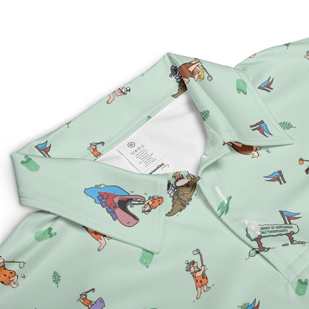 fred flintstone playing golf pattern men women polo shirt 2 983