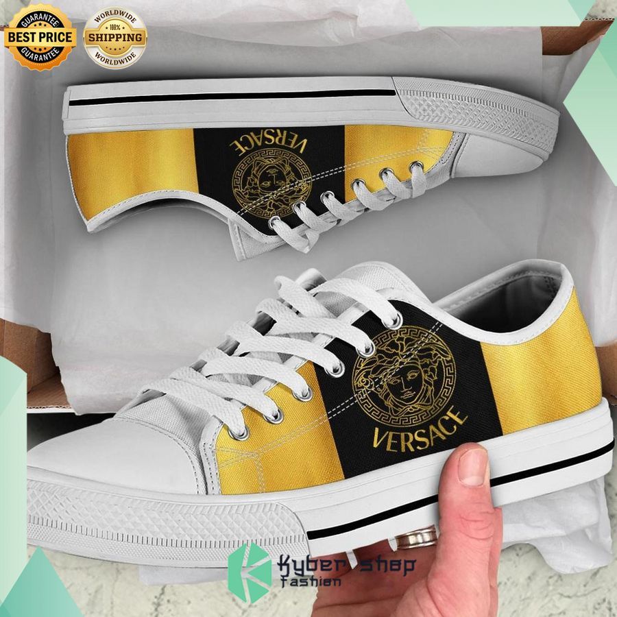 gold versace low top canvas shoes 1 789