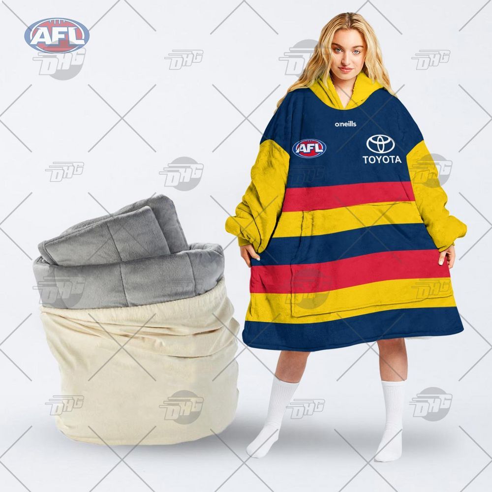 personalised afl adelaide football club hoodie blanket 1 328