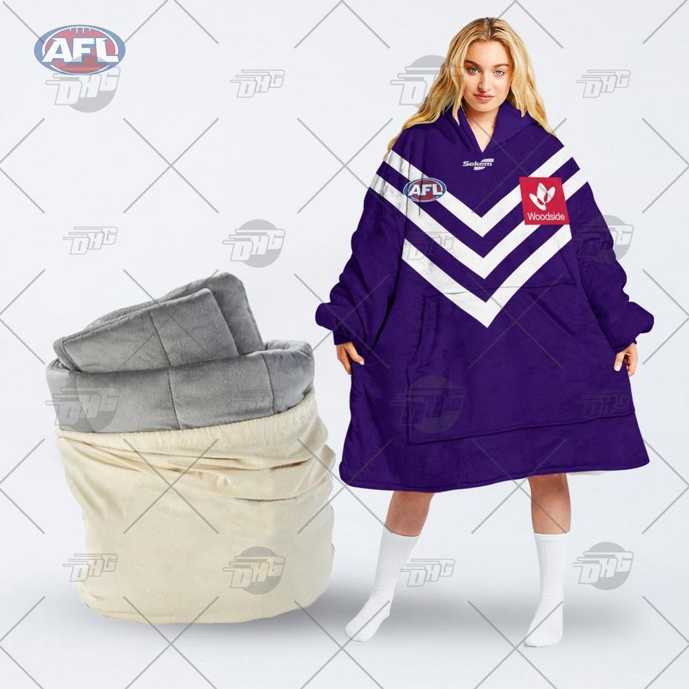 personalised afl fremantle football club hoodie blanket 1 529