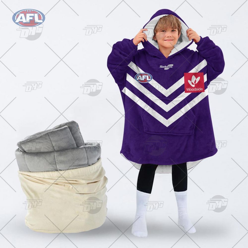 personalised afl fremantle football club hoodie blanket 2 150