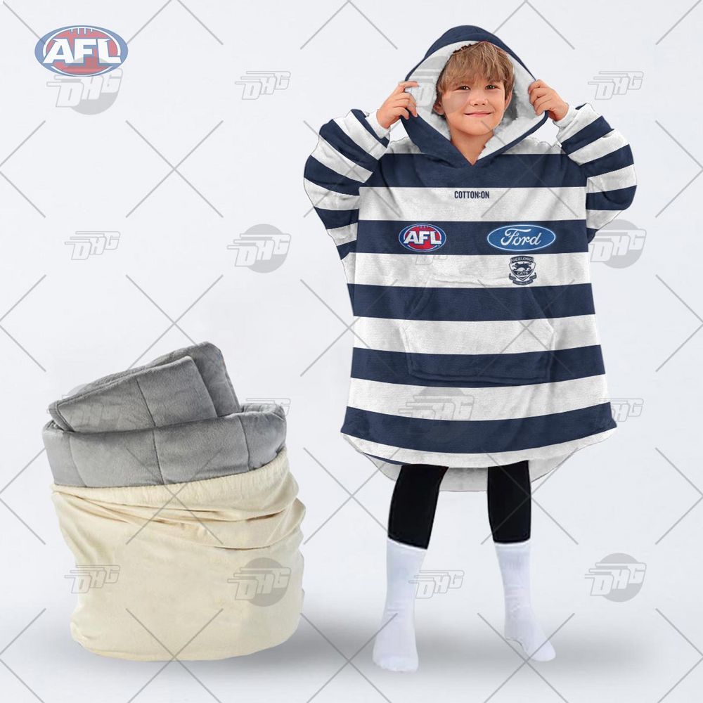 personalised afl geelong football club hoodie blanket 2 633