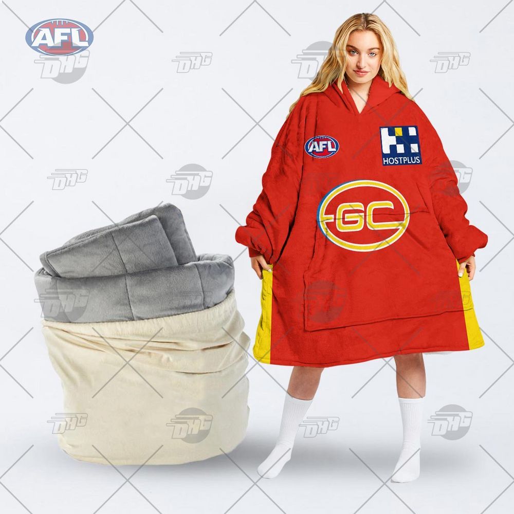 personalised afl gold coast suns football club hoodie blanket 1 632