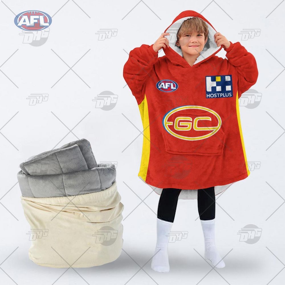 personalised afl gold coast suns football club hoodie blanket 2 608