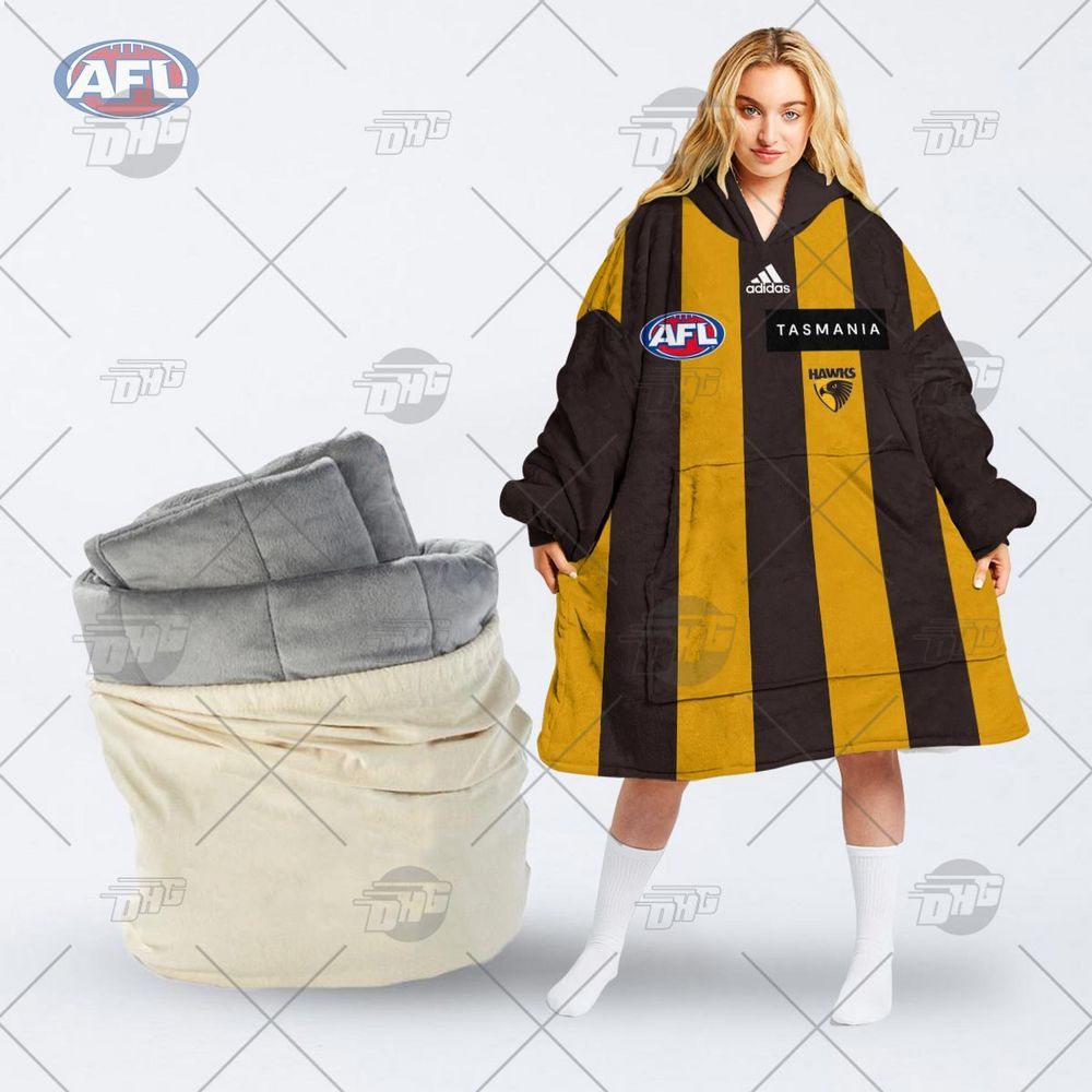 personalised afl hawthorn football club hoodie blanket 1 113