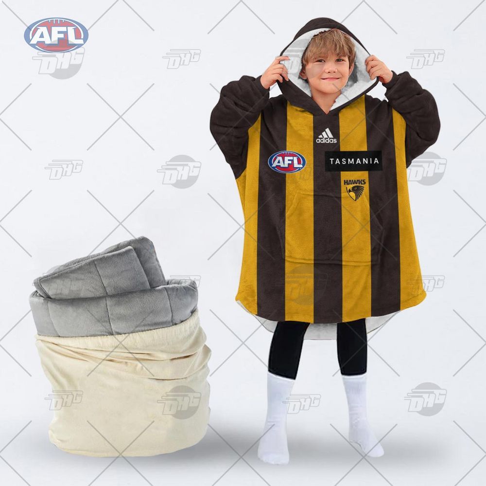 personalised afl hawthorn football club hoodie blanket 2 341