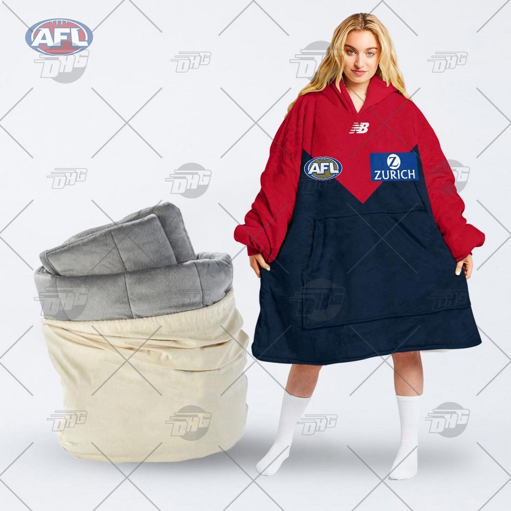 personalised afl melbourne football club hoodie blanket 1 16