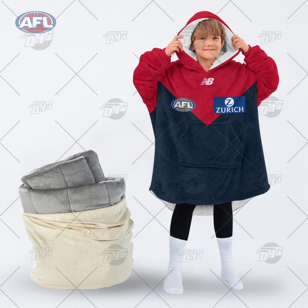 personalised afl melbourne football club hoodie blanket 2 779