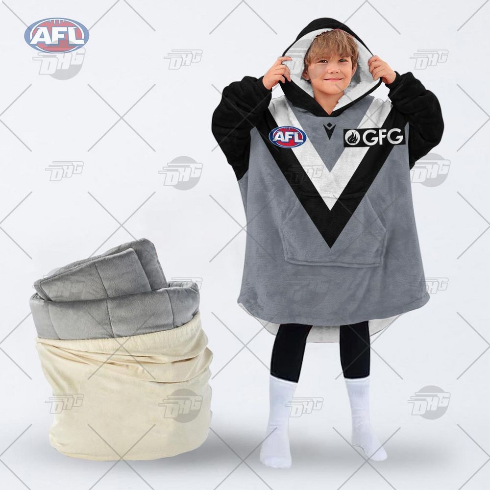 personalised afl port adelaide football club hoodie blanket 2 413