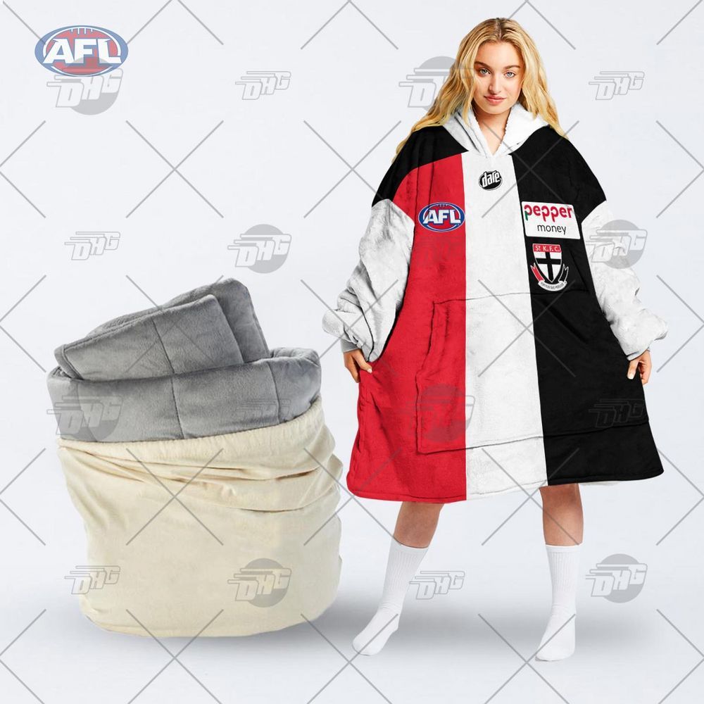 personalised afl st kilda football club hoodie blanket 1 828