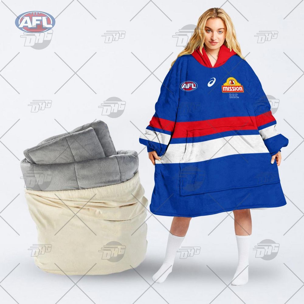 personalised afl western bulldogs hoodie blanket 1 948