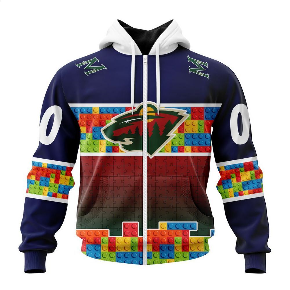 personalized minnesota wild autism awareness shirt hoodie 2 648