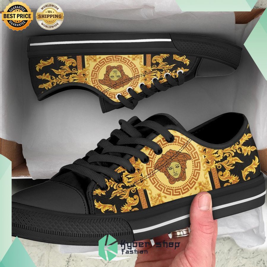 versace gold black low top canvas shoes 1 468