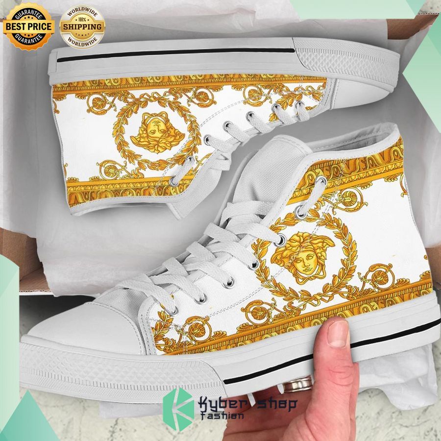 versace gold white high top canvas shoes 1 794