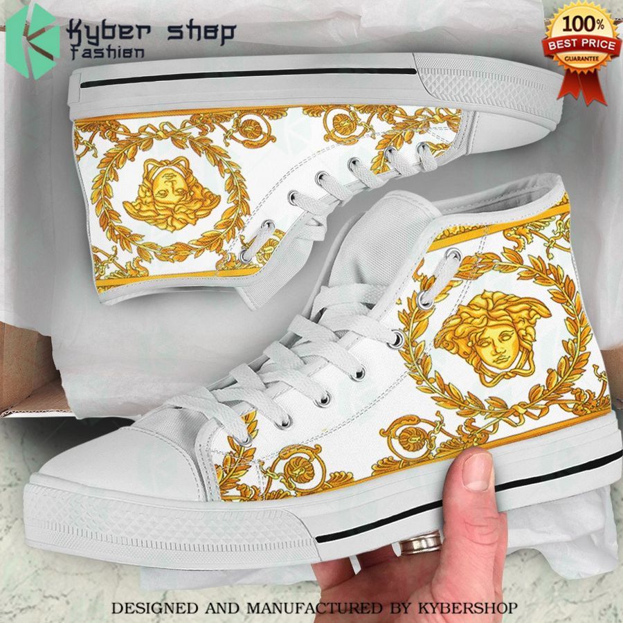 versace white gold high top canvas shoes 1 825