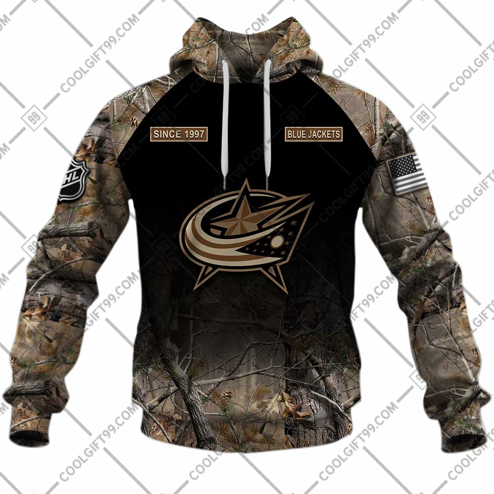 TU YN NHL Hunting Columbus Blue Jackets hoodie front