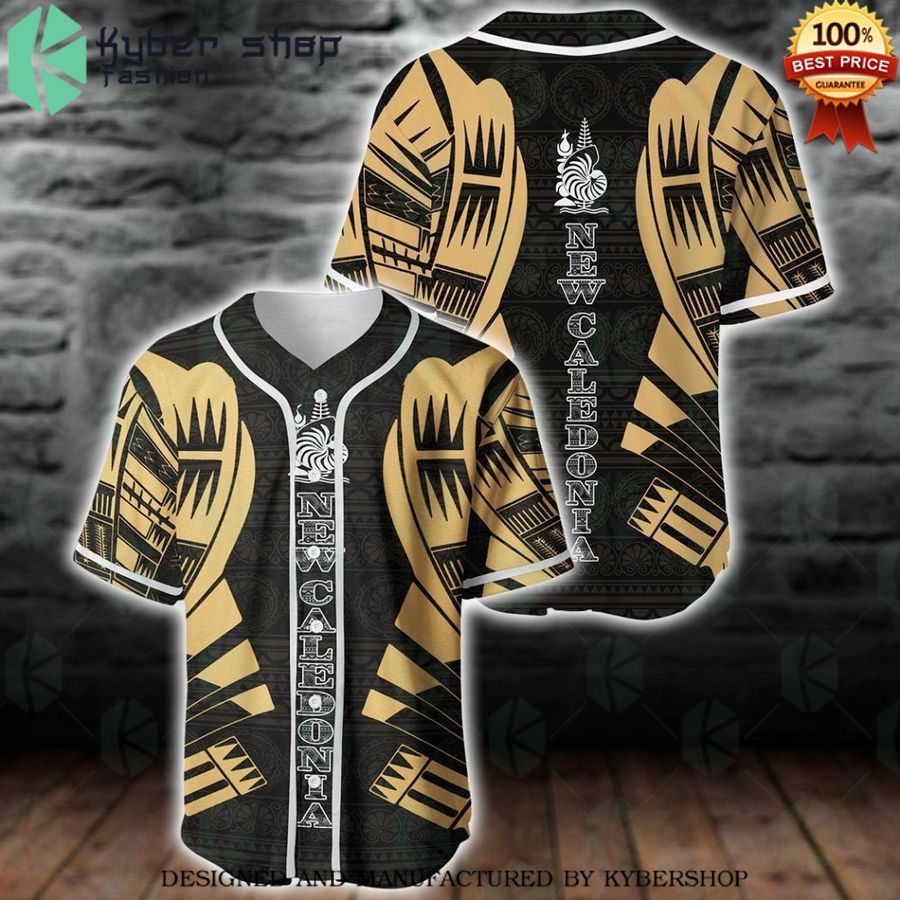 caledonia polynesian tattoo gold custom baseball jersey 1 474