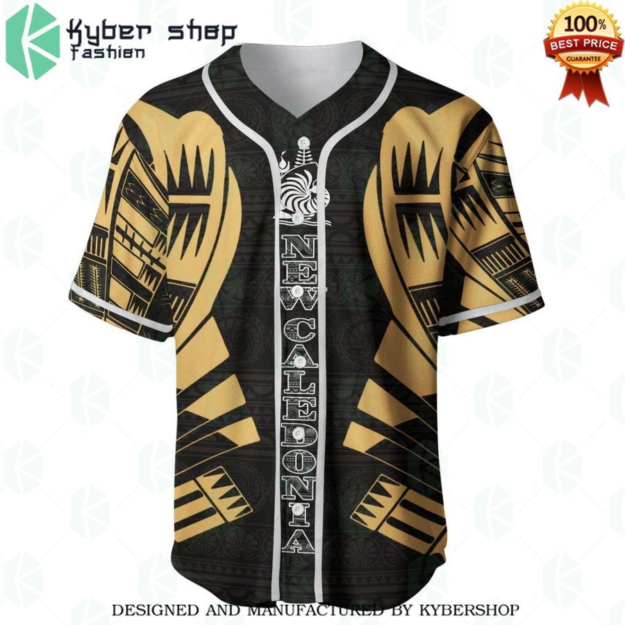 caledonia polynesian tattoo gold custom baseball jersey 2 766