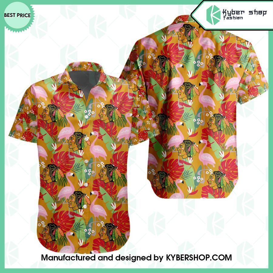 chicago blackhawks flamingo hawaiian shirt 1 587