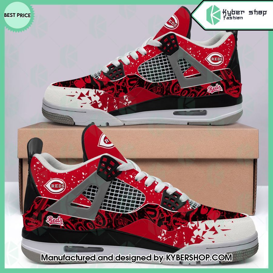 custom cincinnati reds air jordan 4 shoes 1 638