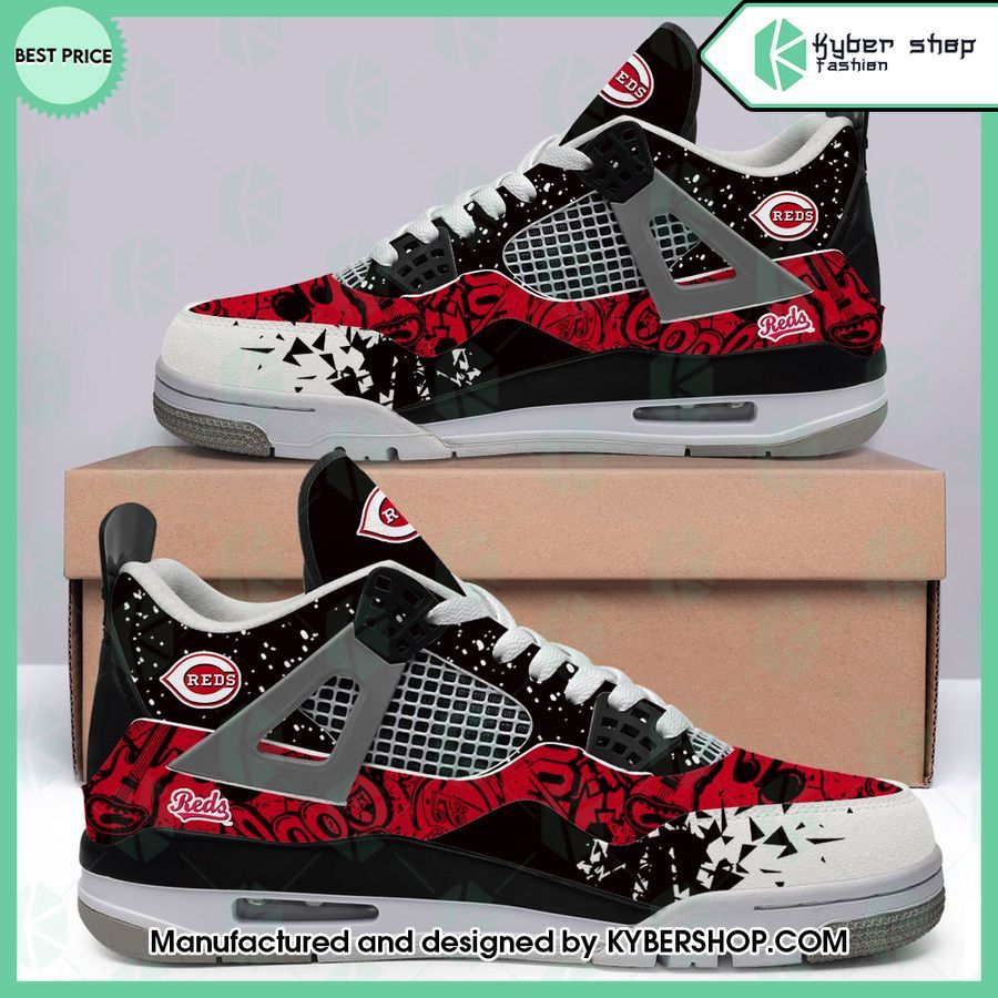 custom cincinnati reds air jordan 4 shoes 2 796