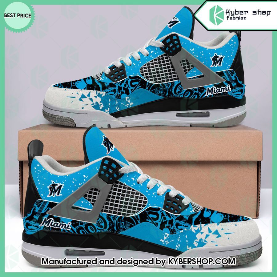 custom miami marlins air jordan 4 shoes 1 746