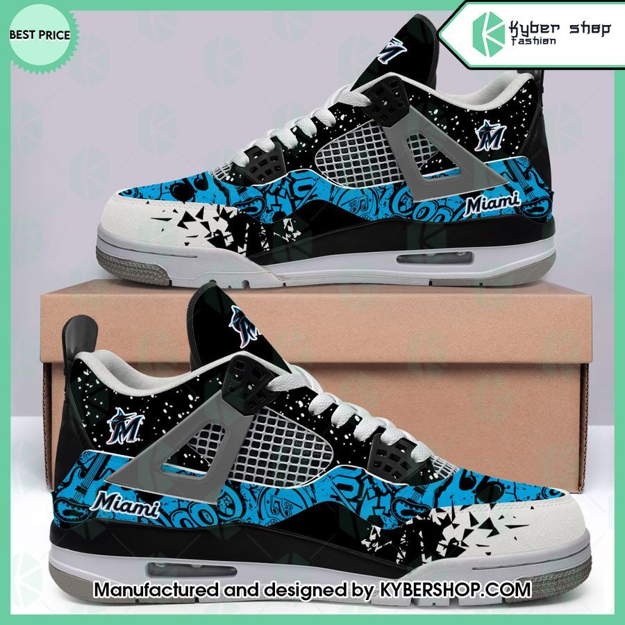 custom miami marlins air jordan 4 shoes 2 240