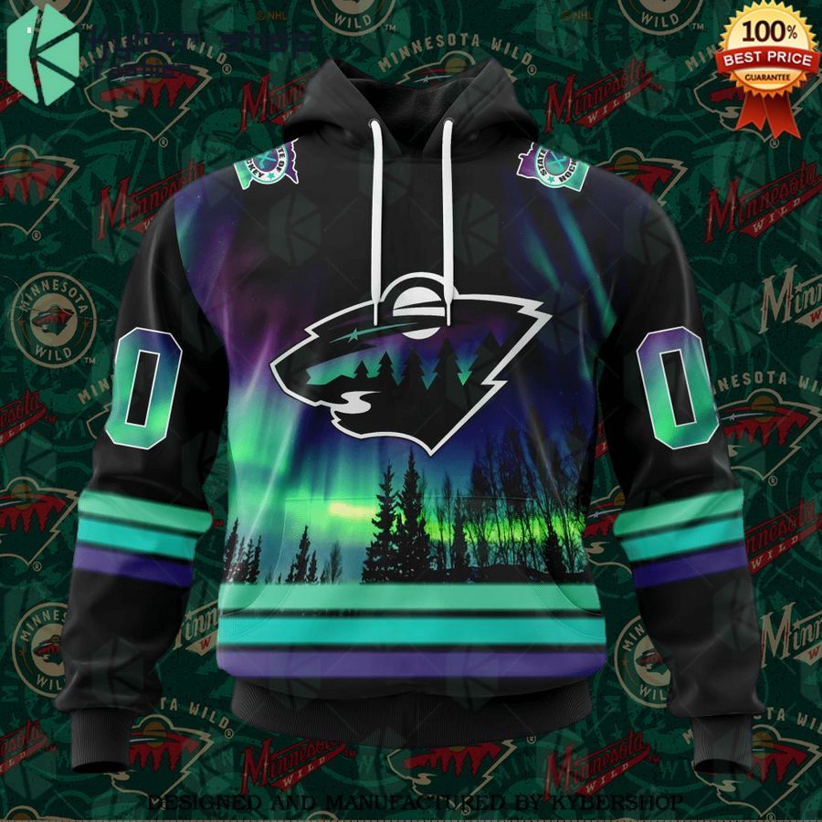 custom minnesota wild special design with northern light hoodie 1