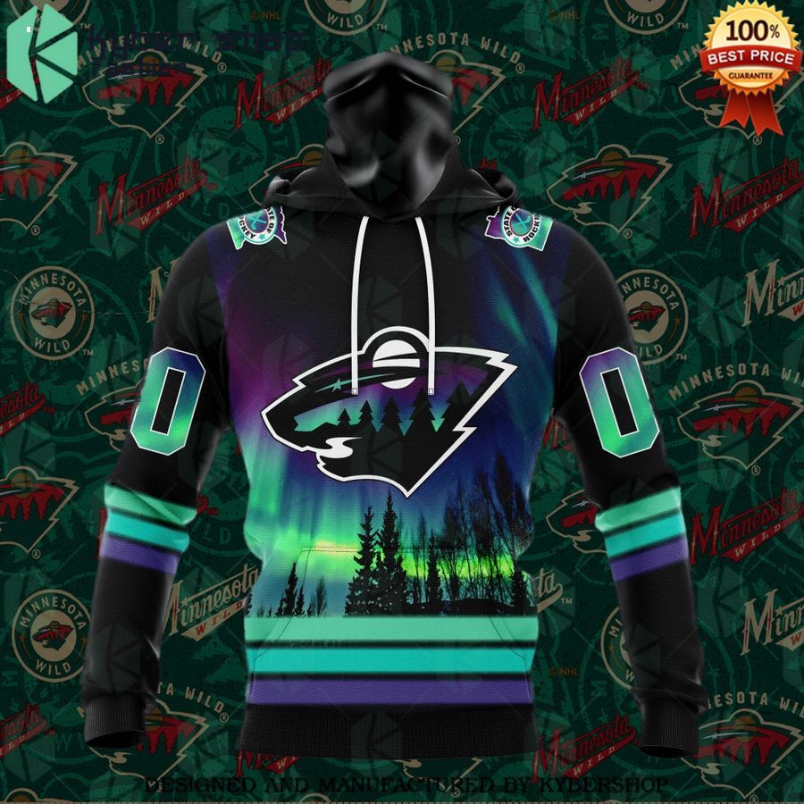 custom minnesota wild special design with northern light hoodie 7