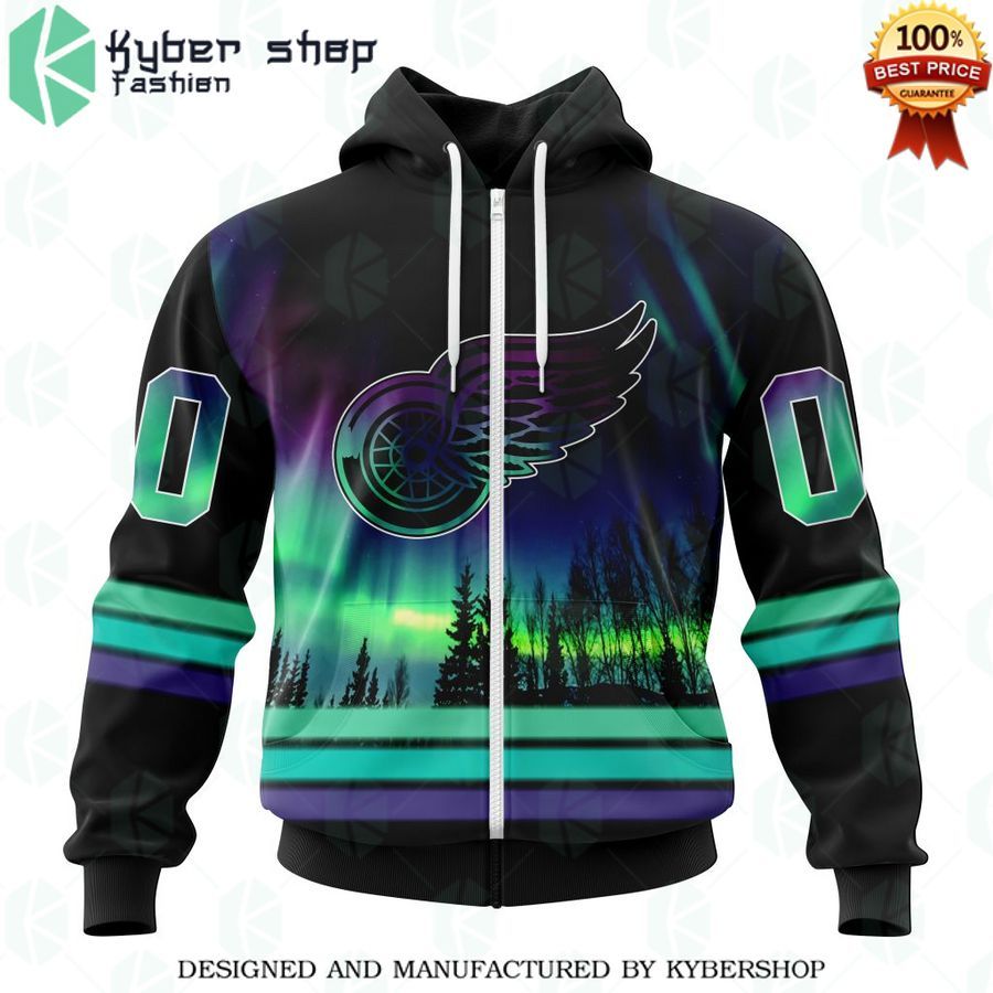 detroit red wings special design with northern lights custom shirt 2 811