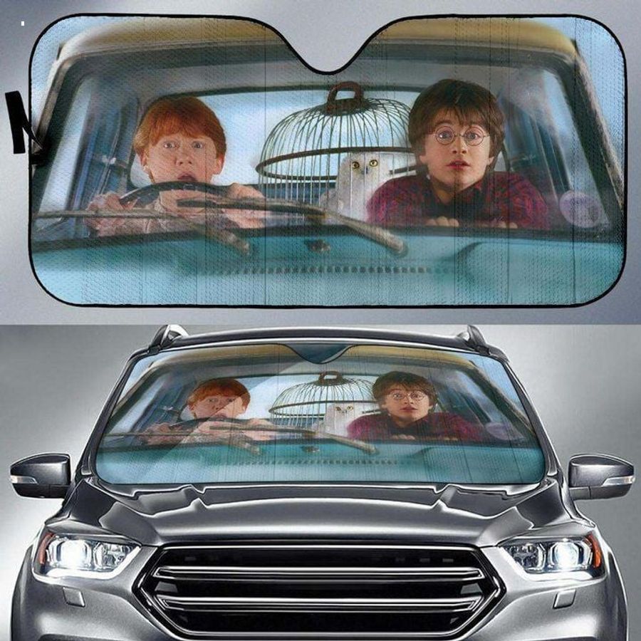 harry potter and ron flying car car sunshade 1