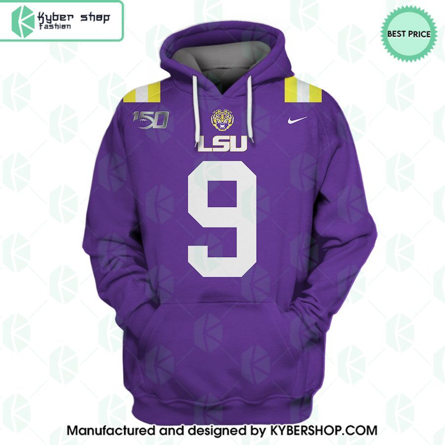 joe burrow 9 lsu tigers purple shirt hoodie 1 655