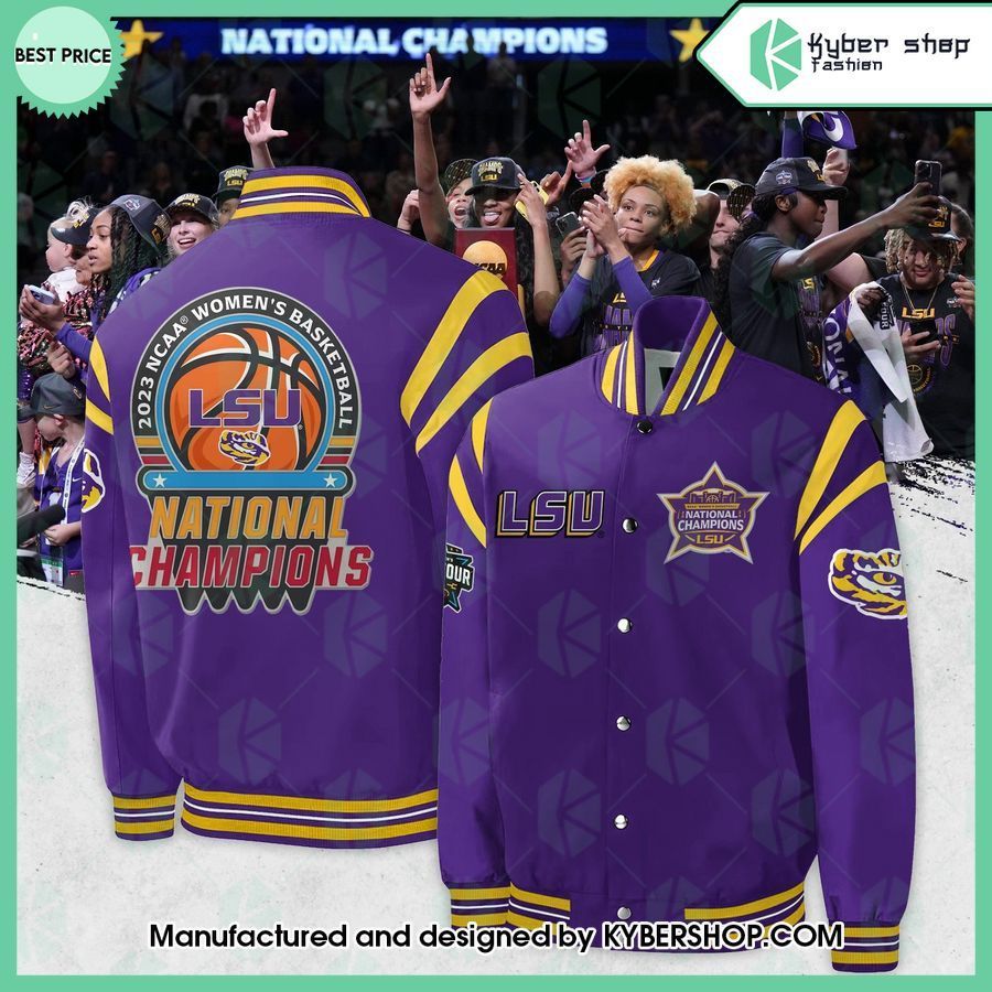 lsu tigers 2023 womens basketball national champions baseball jacket 1