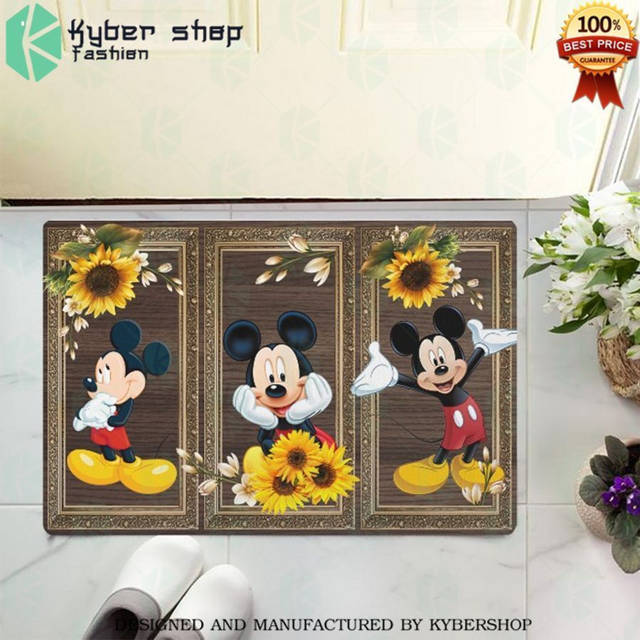 mickey mouse sunflowers doormat 1