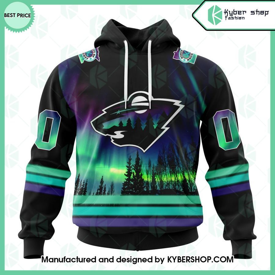 minnesota wild northern lights custom hoodie 1 787