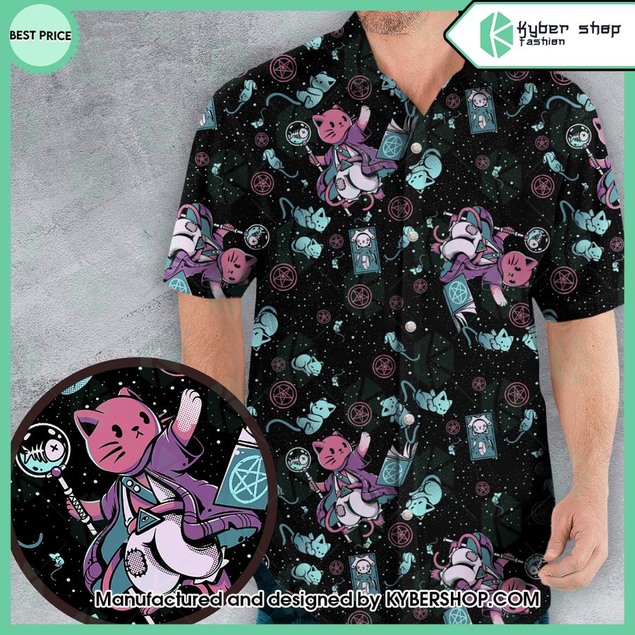 necromancer cat pattern hawaiian shirt 1 820