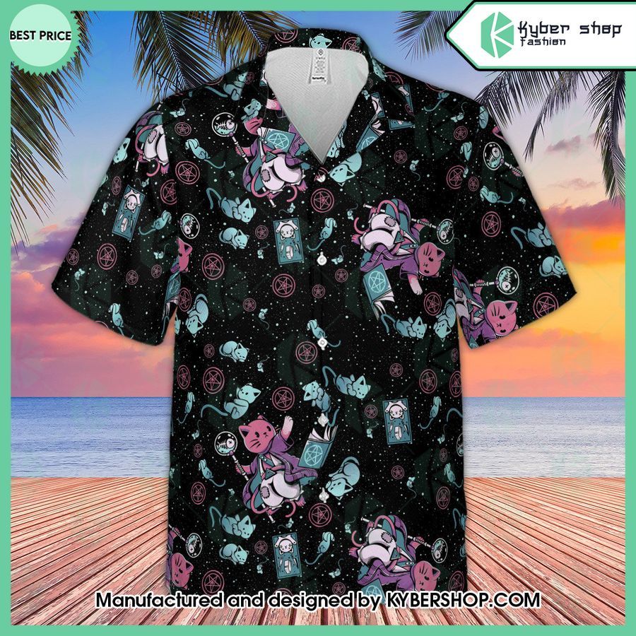 necromancer cat pattern hawaiian shirt 2 156