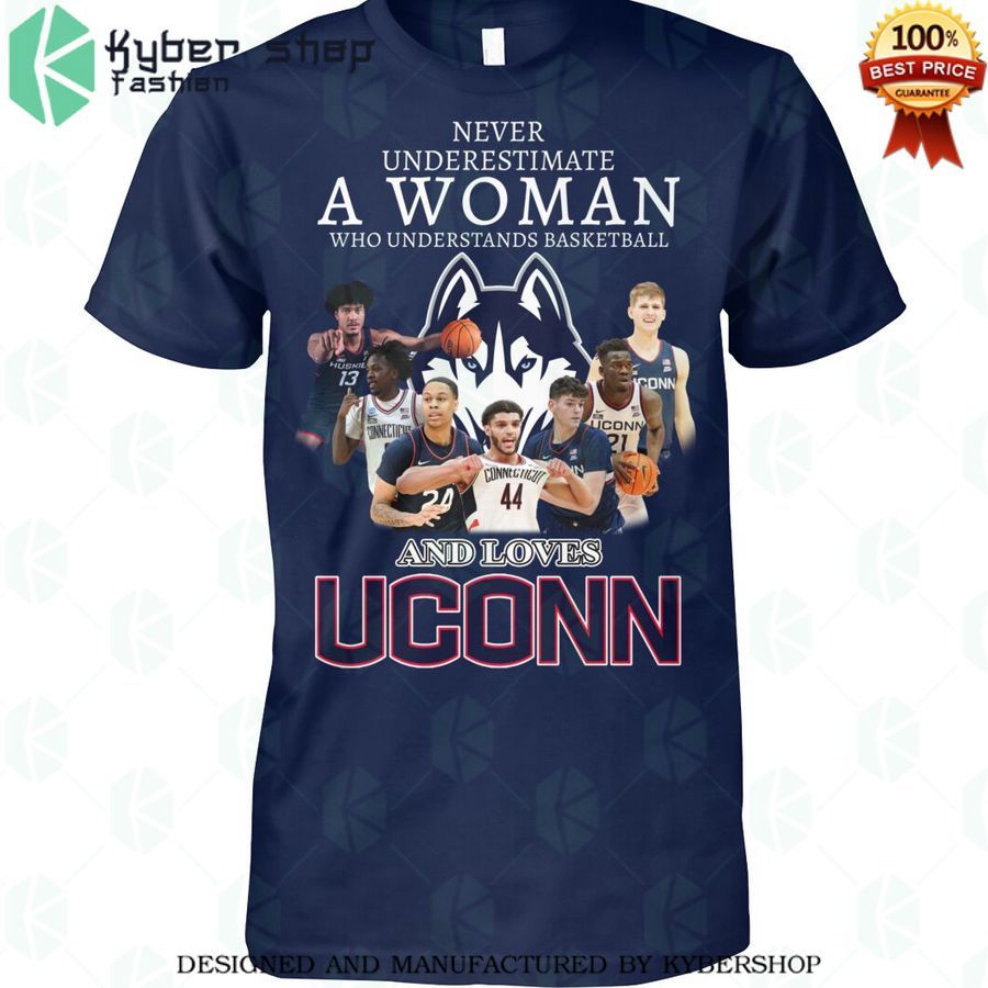 never underestimate a women who loves connecticut huskies shirt 1 130