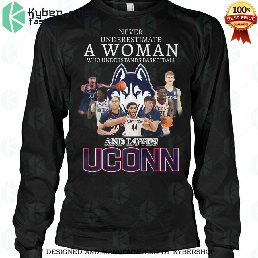 never underestimate a women who loves connecticut huskies shirt 2 617