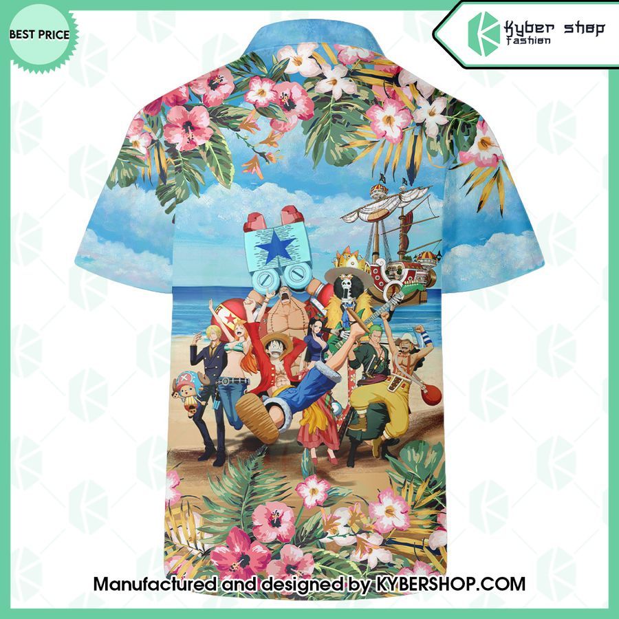 one piece straw hat pirates hawaiian shirt shorts 2 953