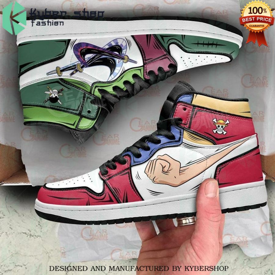 one piece zoro and luffy air jordan high top shoes 1 672