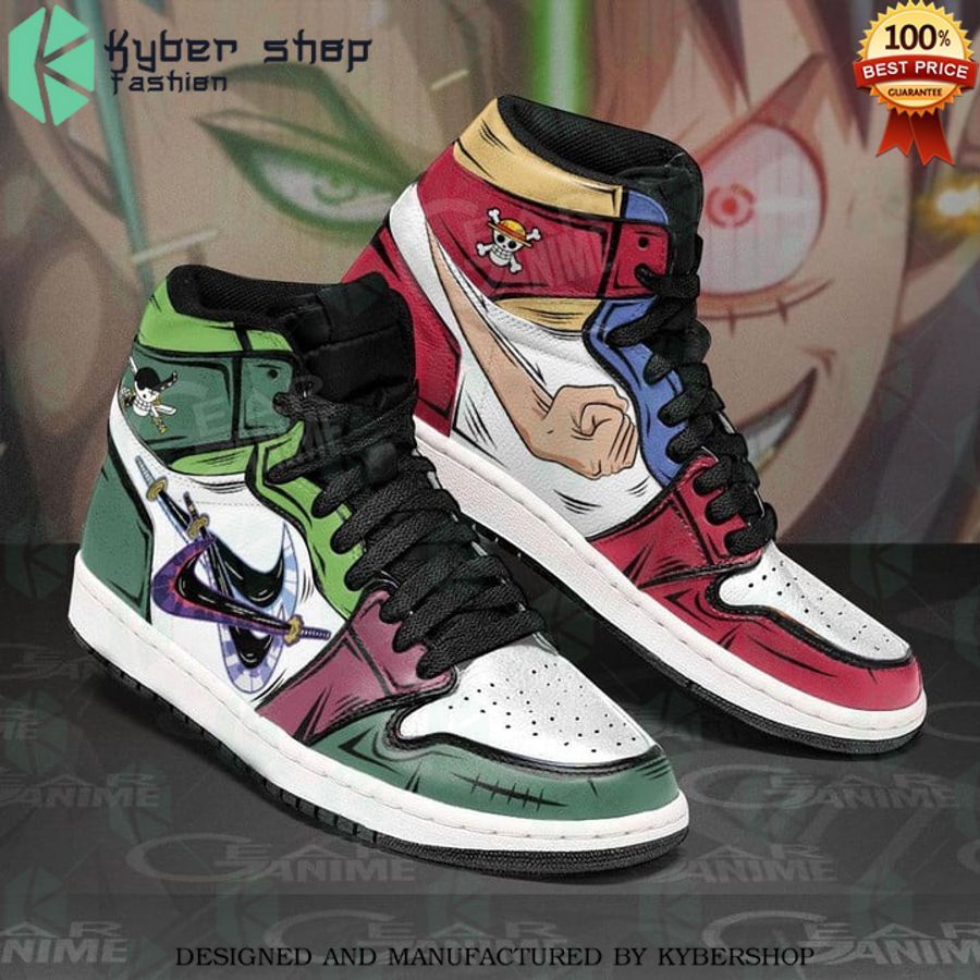 one piece zoro and luffy air jordan high top shoes 2 142