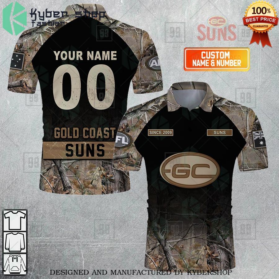 personalized camouflage afl gold coast suns polo shirt 1 829