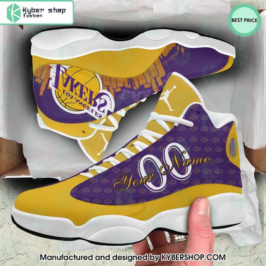 personalized los angeles lakers air jordan 13 shoes 2