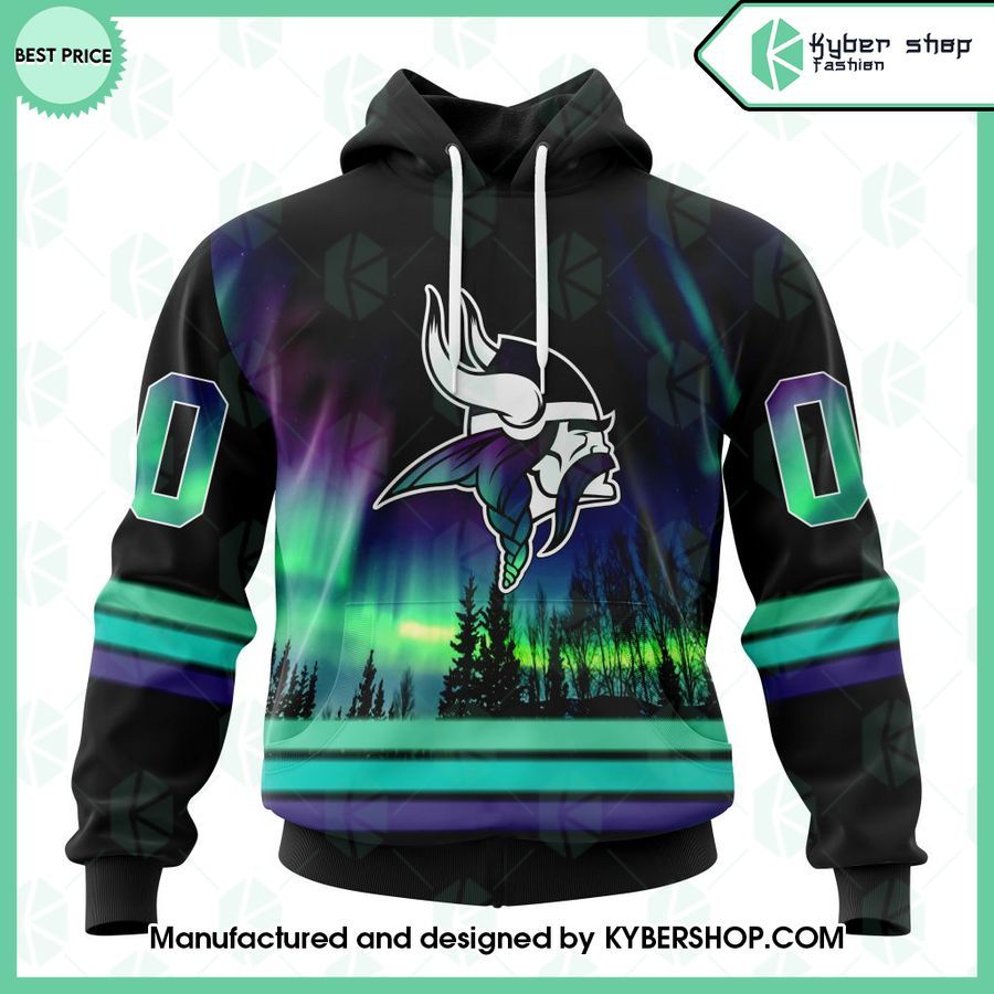 personalized nfl minnesota vikings northern lights shirt hoodie 1 933