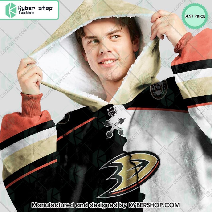 personalized nhl anaheim ducks mix jersey oodie blanket hoodie 2 451