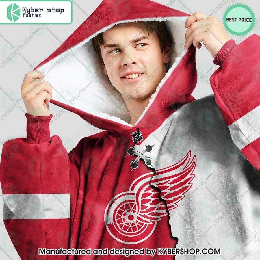 personalized nhl detroit red wings mix jersey oodie blanket hoodie 2 430