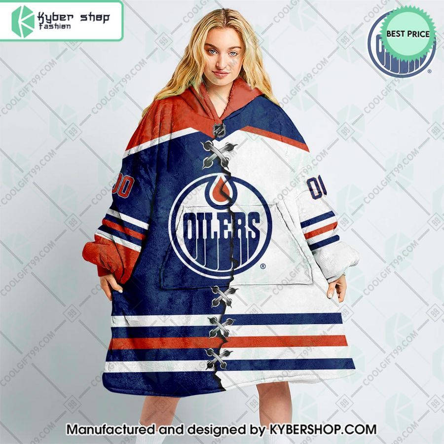 personalized nhl edmonton oilers mix jersey oodie blanket hoodie 1 655