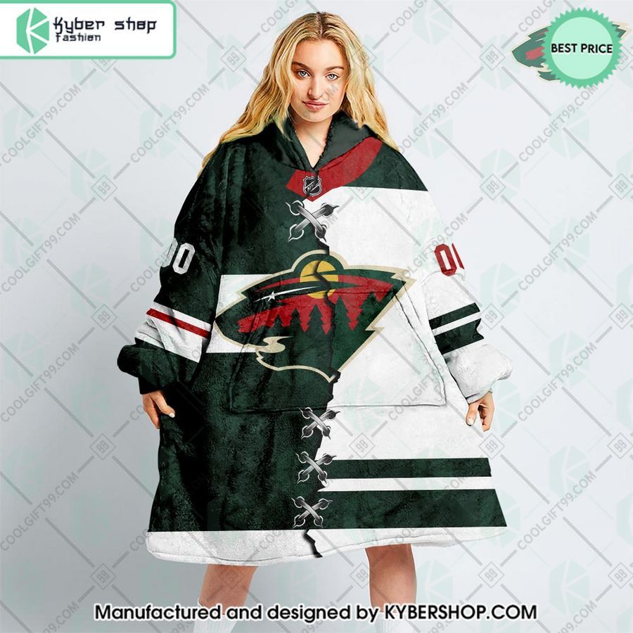 personalized nhl minnesota wild mix jersey oodie blanket hoodie 1 710